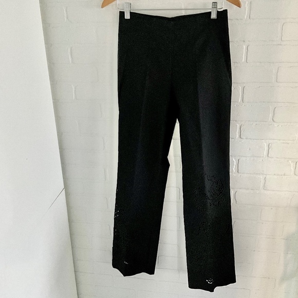 Joseph Ribkoff Pants - Joseph Ribkoff Black floral paisley laser cut hem Mid rise Pants Size 12